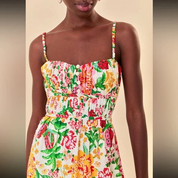 🌺🎉HP🎉🌺 NWT Farm Rio White Floral Sketch Midi Dress